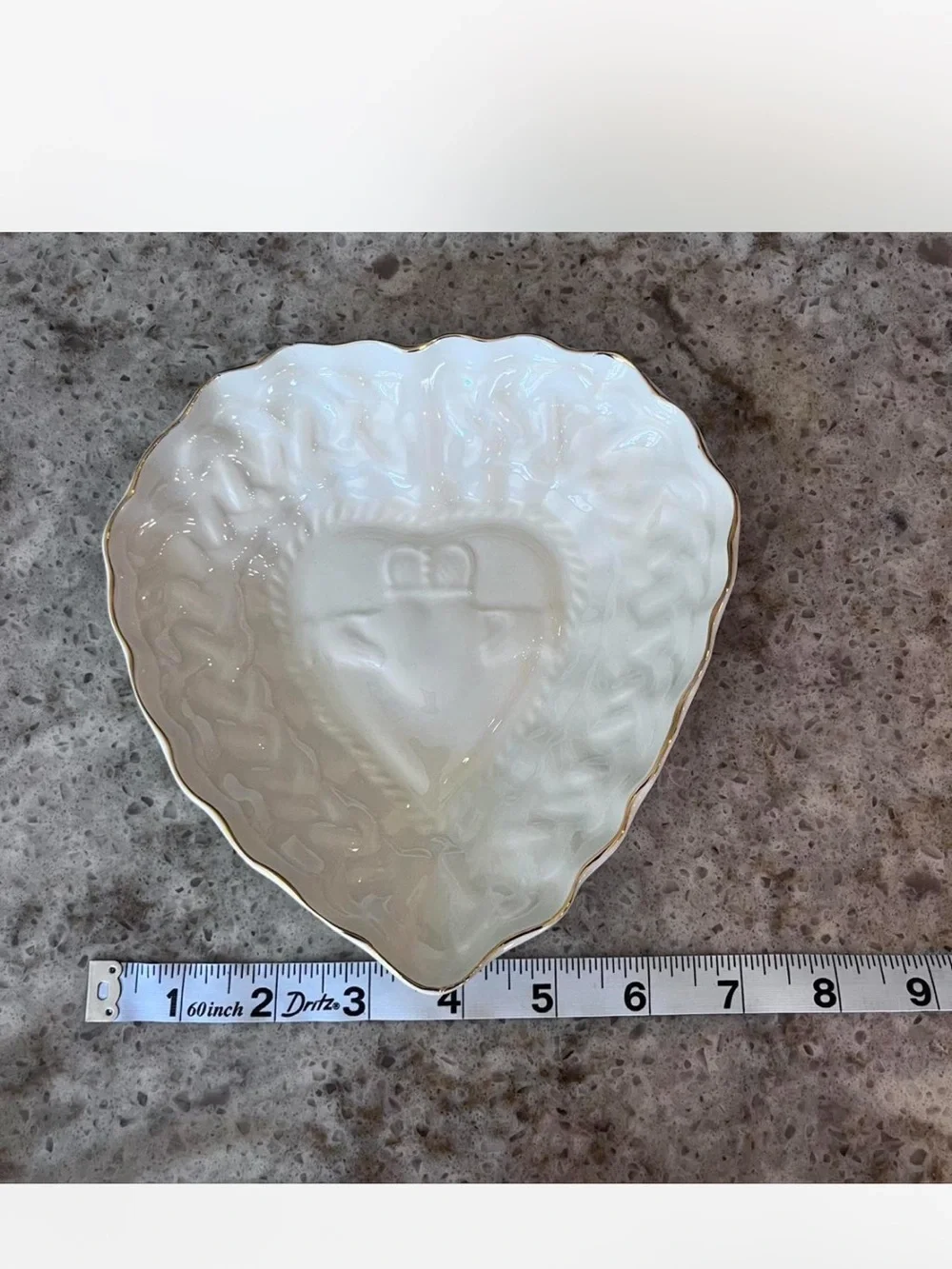 Vintage Belleek Claddagh Heart-Shaped Dish with Gold Edge